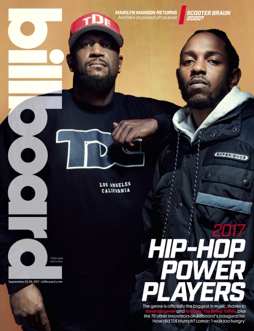 Kendrick Lamar and TDE CEO Anthony ‘Top Dawg’ Tiffith appear on the 2017 Power Players edition of Billboard magazine.