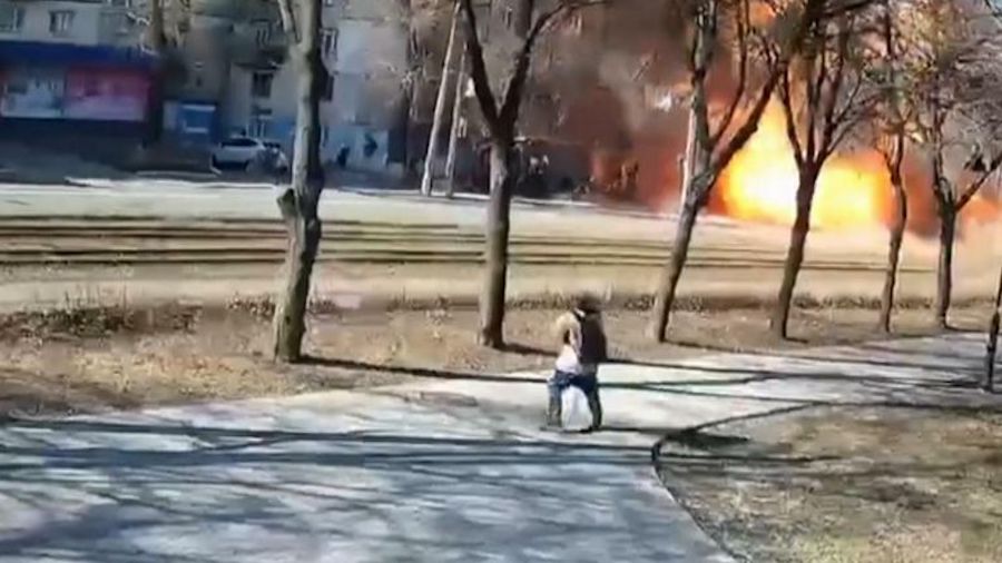 Video Shows Moment Missile Hits City Bus in Kyiv, Ukraine