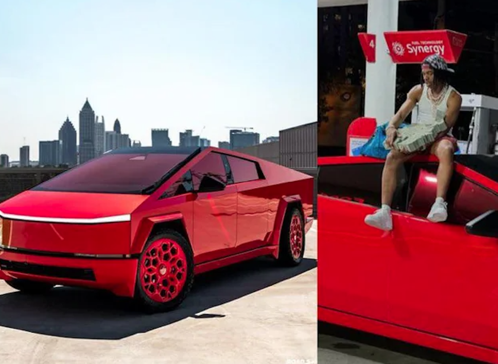 Lil Baby’s Red Cybertruck Co-Signed By Elon Musk But Fans Say It Resembles Lego