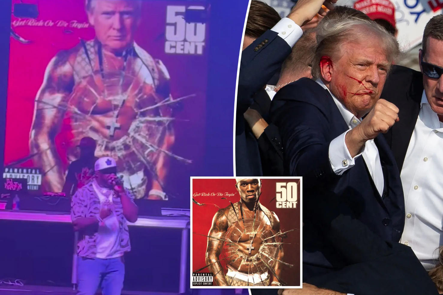 50 Cent Performs In Front Of Donald Trump “Get Rich Or Die Tryin’” Meme Hours After Shooting